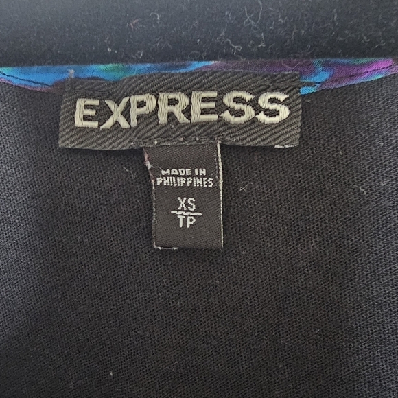Express Flowy Purple Blue Black Butterfly Sleeve Tank Top Blouse Size XS - Picture 3 of 7